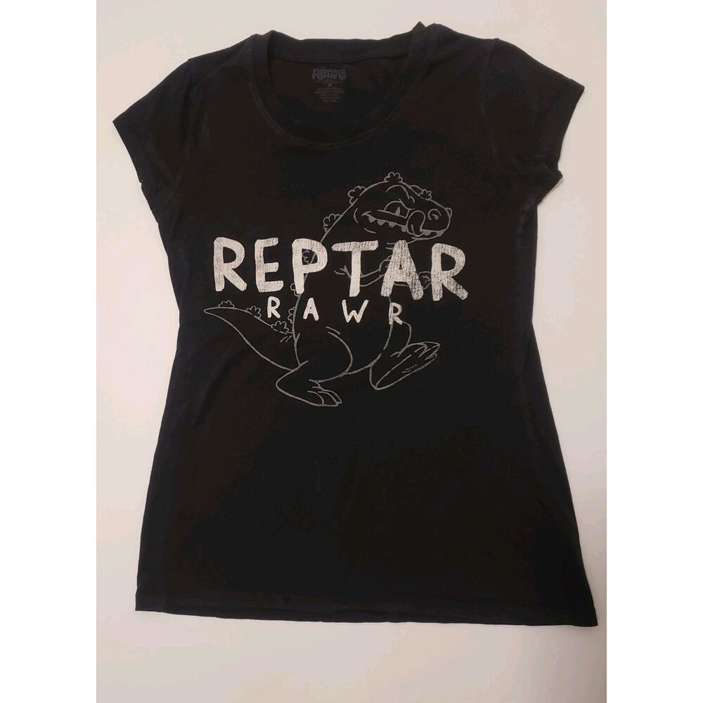 VintageNickelodeon Rugrats Reptar Black Women's T-shirt Medium Collector #A33PJ